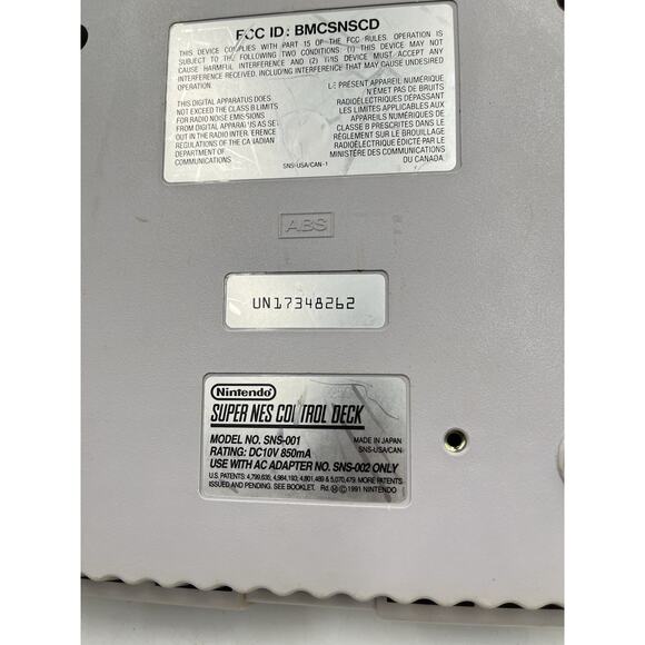 Super Nintendo Entertainment System SNES SNS-001 System Console Only For Parts - Picture 6 of 9